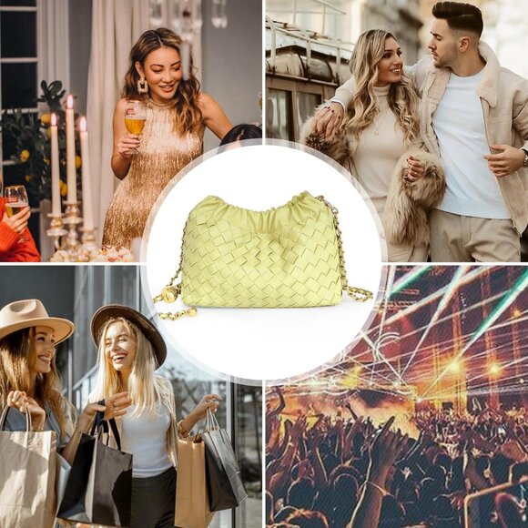 Woven Women's Crossbody Bag Evening Purse Clutch Hobo Shoulder Bag Compact - Picture 7 of 7